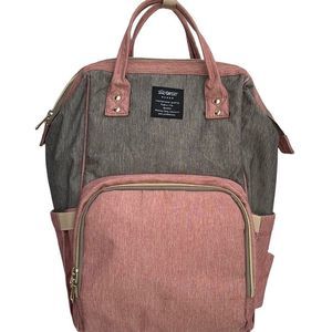 Diaper breast pump bag backpack bag pink/gray